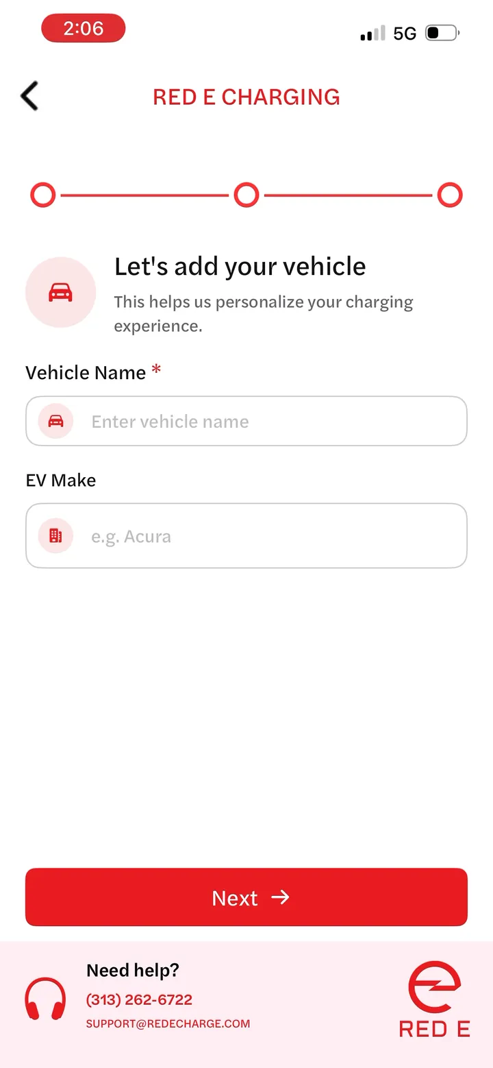 Give your vehicle a name, then choose its make, model, and model year.